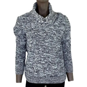 EXPRESS Long Sleeve Shawl Collar Knit Sweater Pullover Women Size S Marled Gray